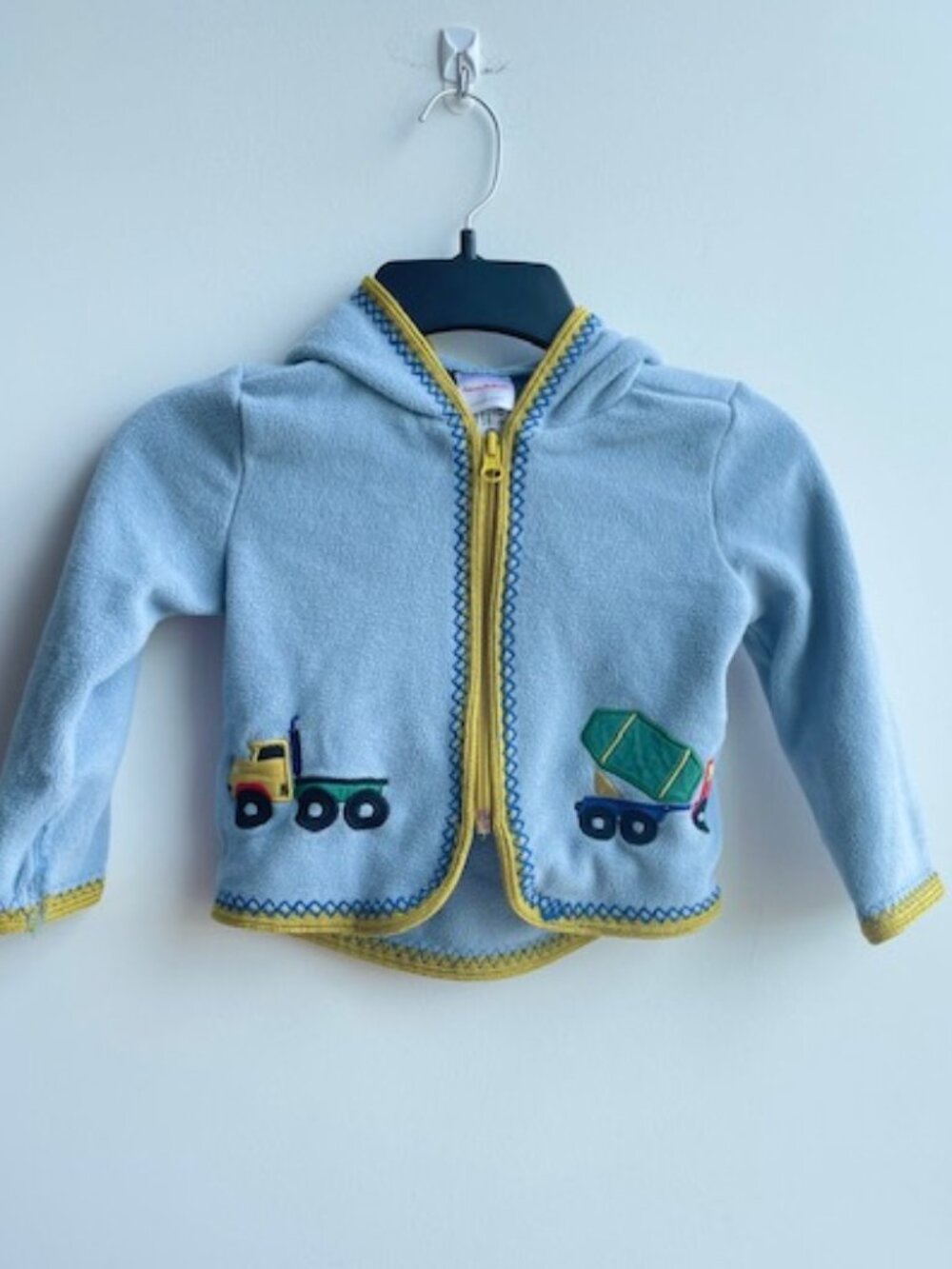 Hannah Andersson Fleece Jacket Hooded size 75 12-18 mo Construction Trucks